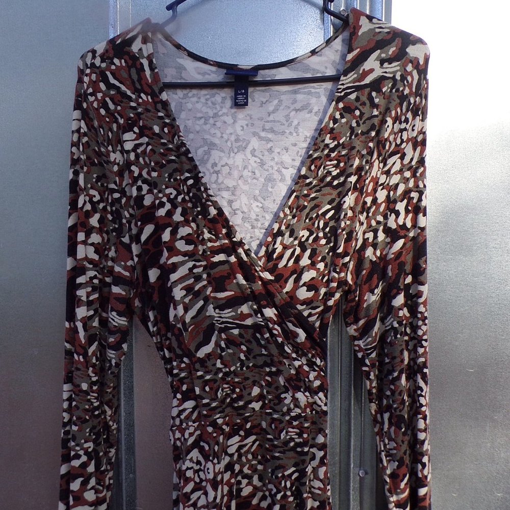 Scoop Nyc Print Wrap Dress Size L